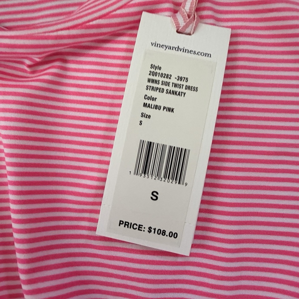 Vineyard Vines Dress Womens S PInk Striped Sankaty Twist Coastal Nautical UPF - Picture 6 of 8